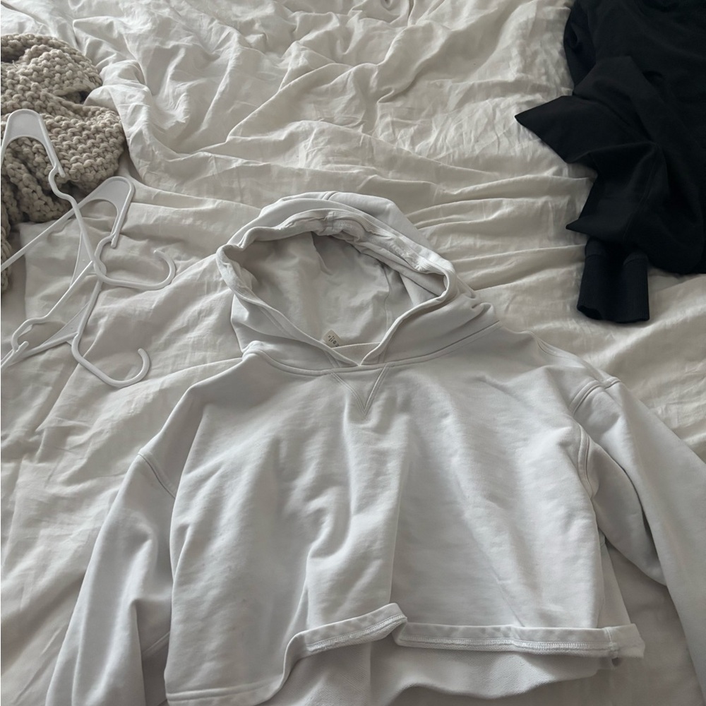 White Cropped Hoodie